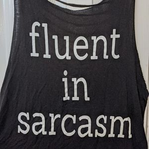 Soft graphic ripped tank top